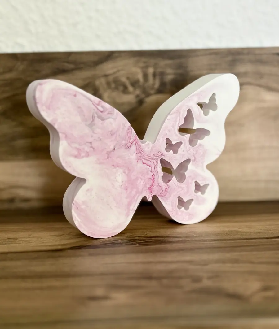 Dekotablett mit Schmetterling und Teelichthalter – Bild 2