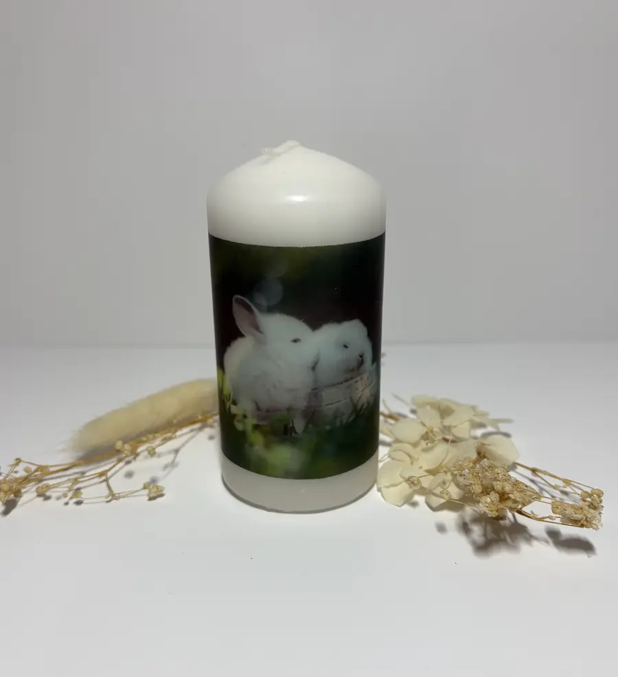 Kerze mit Hasenmotiv – Bild 4