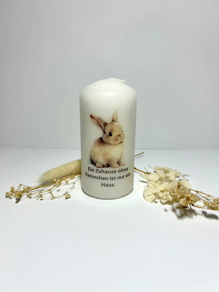Kerze mit Hasenmotiv – Bild 2