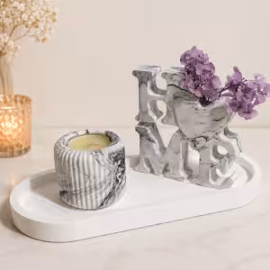Dekotablett mit HOME-Vase und Teelichthalter