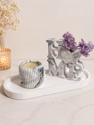 Dekotablett mit Home-Vase und Teelichthalter