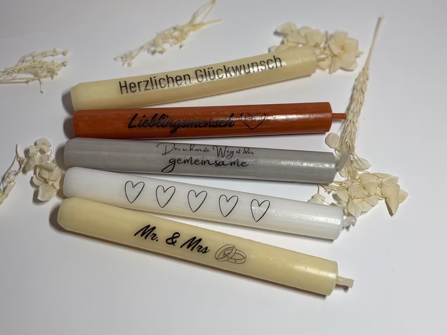 Stabkerzen zur Hochzeit/Verlobung, Geschenkidee, handgemachte, KErze mit Motiv