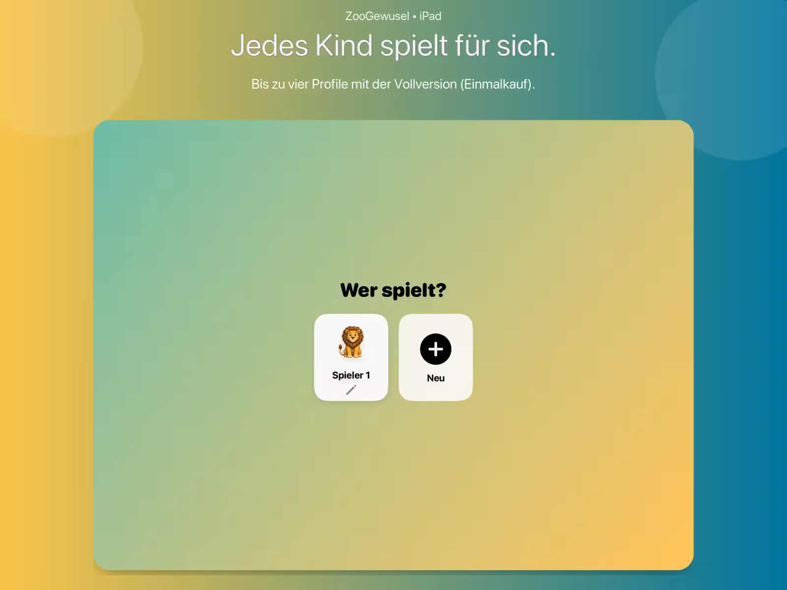 Spielerprofile mit Tierbildern in ZooGewusel